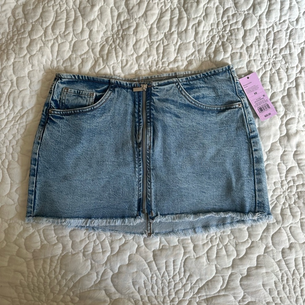wild fable Denim Zip-Front Mini Skirt
